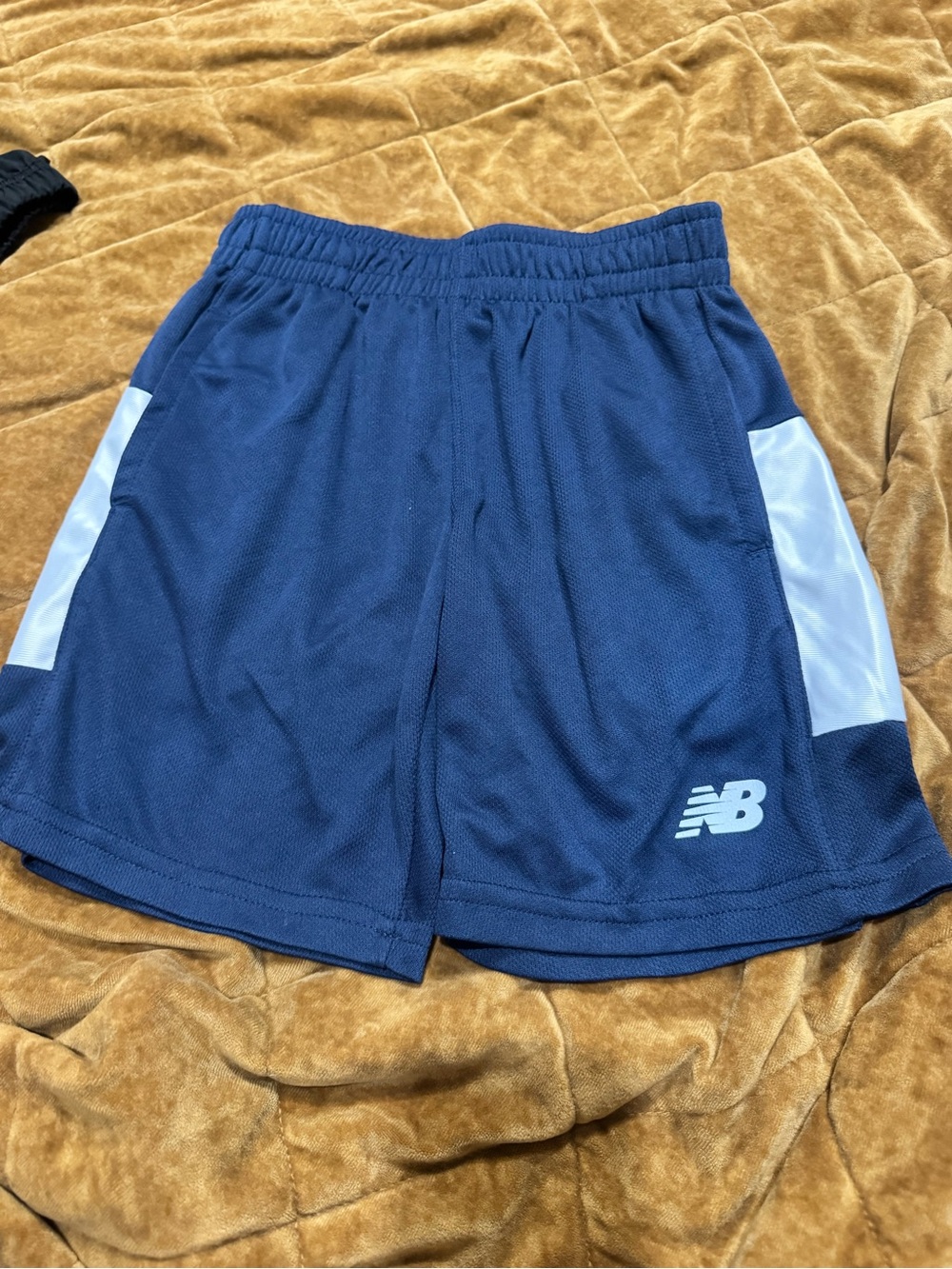 New Balance Men's Dark Blue Athletic Shorts with Light Blue Panels